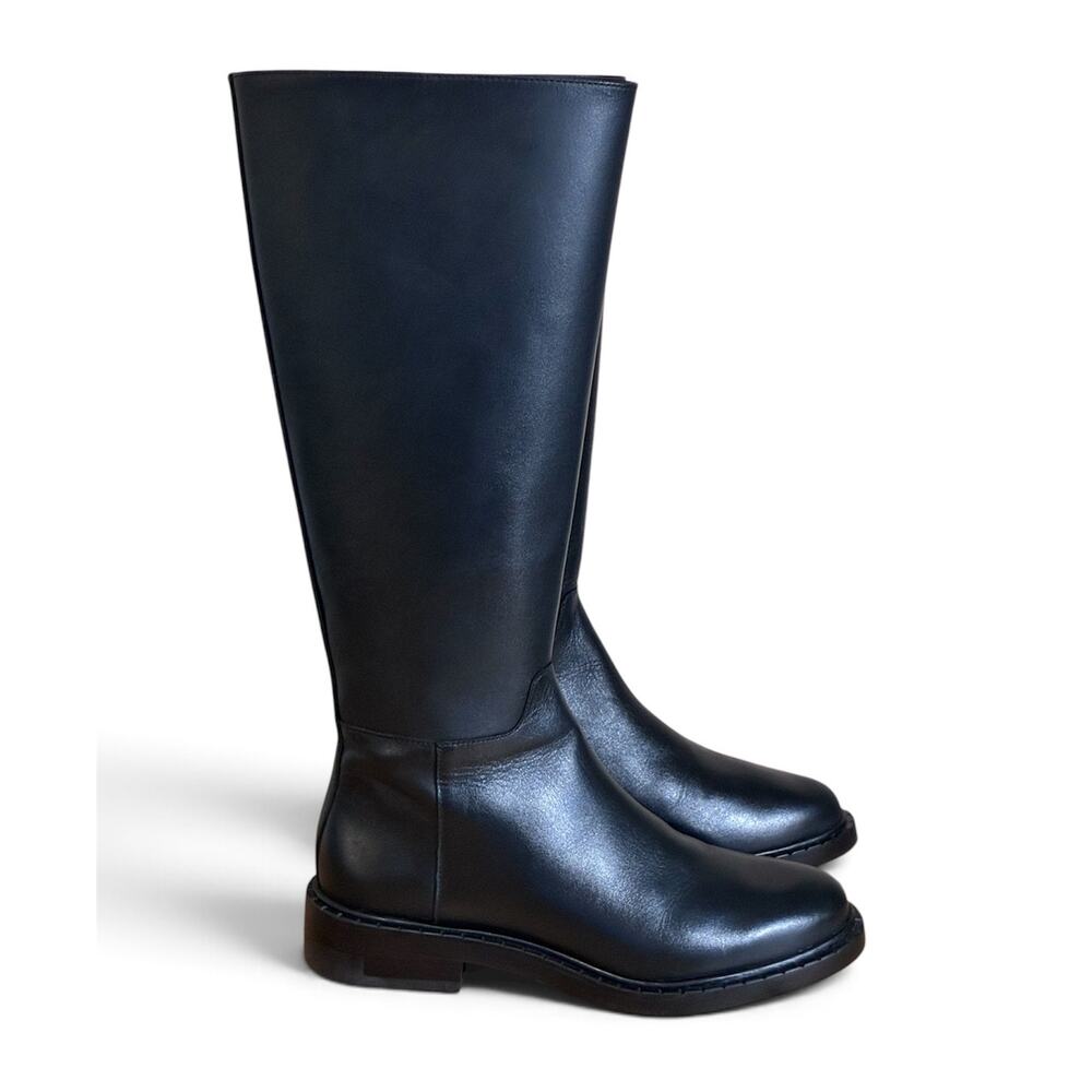Reformation Nancy Knee High Riding Boots Leather Black, Size 7.5
